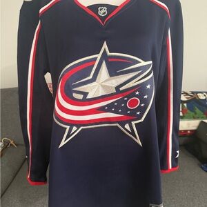 Fanatics Navy and Red Columbus Blue Jackets Jersey size women’s XL